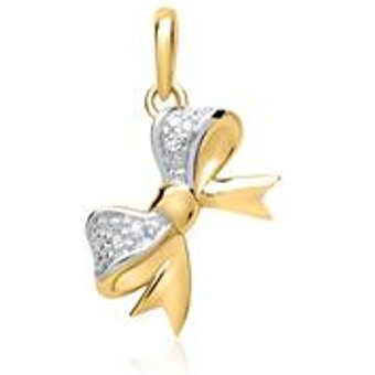 585er Gelbgold-Anhänger Schleife Diamant