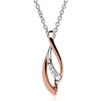 585er Roségold Anhänger Kette Diamanten
