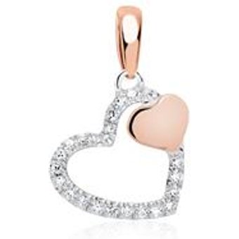 Anhänger Herzen 585er Weiß- und Roségold mit Diamanten