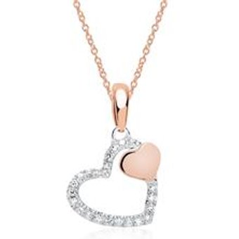 Kette Herzen 585er Rosé- und Weißgold mit Diamanten