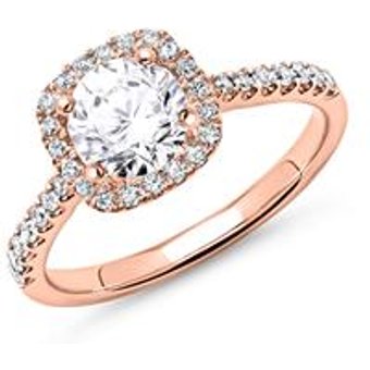 750er Roségold Halo Ring mit Diamanten