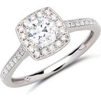 Halo Ring 750er Weißgold mit Diamanten
