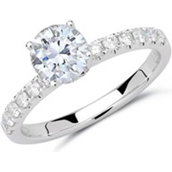 585er Weißgold Ring mit Brillanten