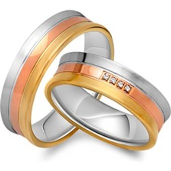 Eheringe 750er Gold Tricolor 4 Diamanten