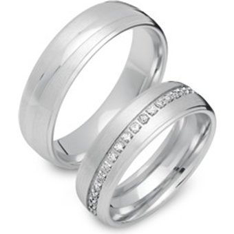 Trauringe 750er Weissgold 33 Diamanten
