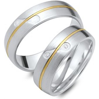 Trauringe 750er Gelb- Weissgold 2 Brillanten