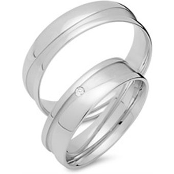 Trauringe 750er Weissgold mit Brillant