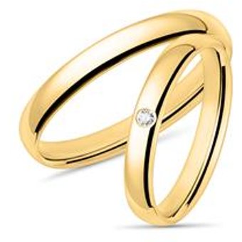 Eheringset aus 14K Gold mit Diamant