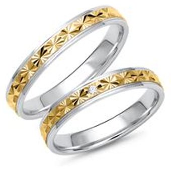 Trauringe aus Weiß- und Gelbgold mit Brillant