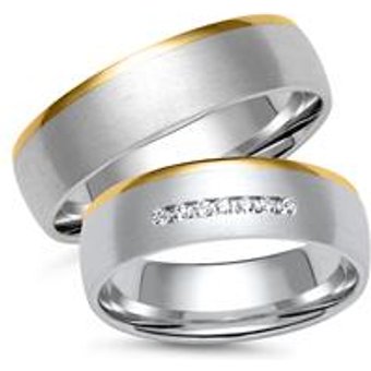 Eheringe aus Weiß- und Gelbgold mit 7 Brillanten
