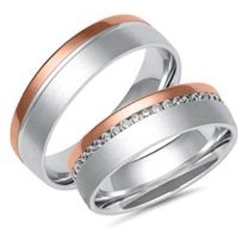 Eheringe aus Weiß- und Roségold mit 44 Diamanten