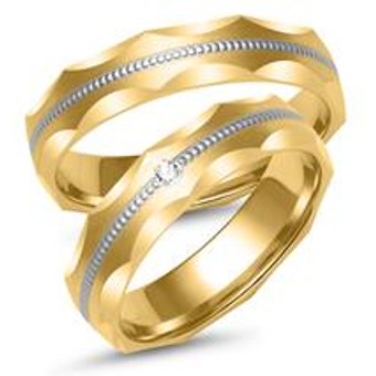 Trauringe aus Gelb- und Weißgold mit Brillant