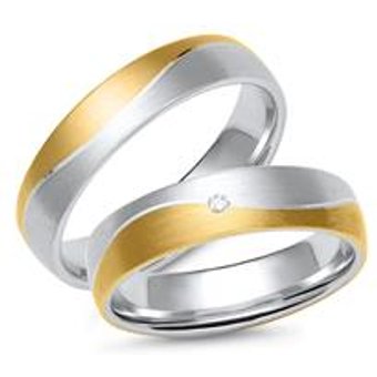 Trauringe aus Weiß- und Gelbgold mit Diamant