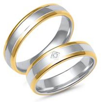 Eheringe aus Weiß- und Gelbgold mit Brillant