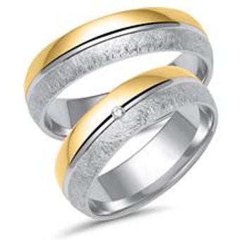 Eheringe aus Weiß- und Gelbgold mit Brillant