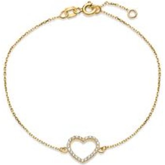 Herzarmband für Damen aus 9K Gold mit Zirkonia
