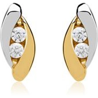 Goldohrstecker 333er Gelb- Weißgold Zirkonia