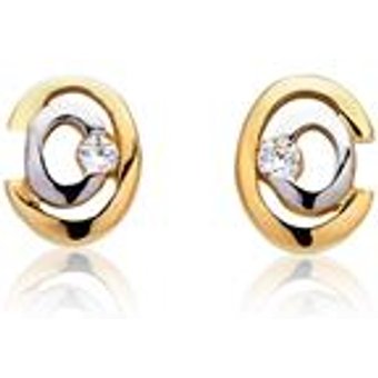 333er Gelb- Weißgold Ohrstecker mit Zirkonia