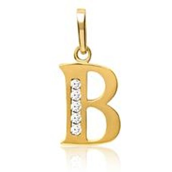 333er Gold Buchstabenanhänger B mit Zirkonia