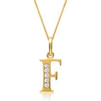 333er Goldkette Buchstabe F mit Zirkonia