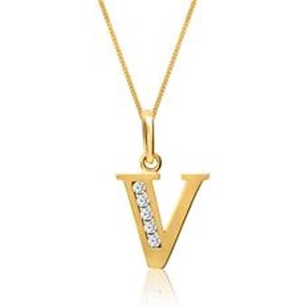 333er Goldkette Buchstabe V mit Zirkonia