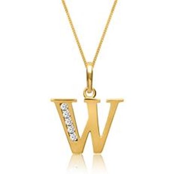 333er Goldkette Buchstabe W mit Zirkonia