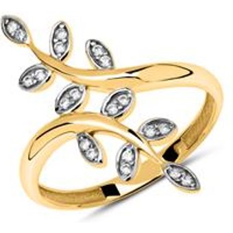 333er Goldring Blätterranken aus 8K Gold mit Zirkonia