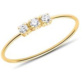 9K Goldring für Damen mit weißen Zirkonia