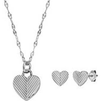 Harlow Hearts Set aus Kette und Ohrsteckern, Edelstahl
