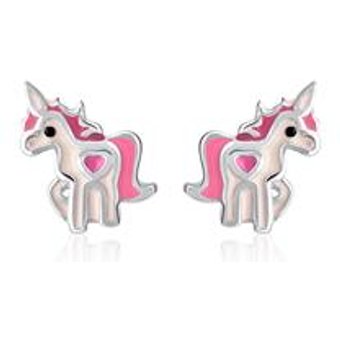 Einhorn Ohrstecker für Mädchen aus 925er Silber