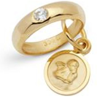 333er Gold Taufring Zirkonia Engelsanhänger