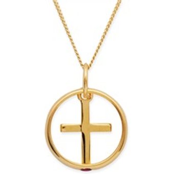 333er Gold Taufkette: Rubin Kreuz