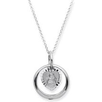 Taufring: 925 Silber Saphir Engelsanhänger