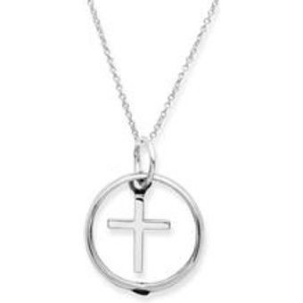 Taufring 925 Silber Saphir Kreuzanhänger