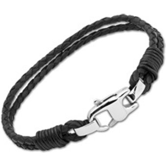 Schwarzes Leder Armband 6,5 mm