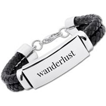 Schwarzes Leder Armband inklusive Lasergravur