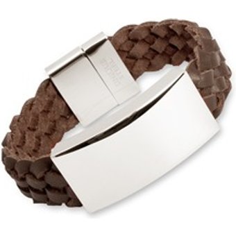 Braunes Leder Armband inkl Edelstahlgravurplatte