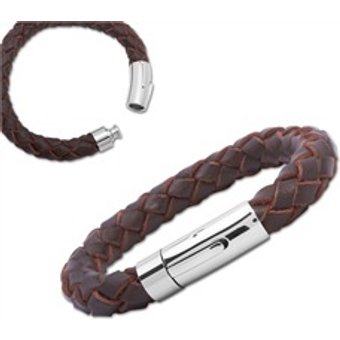 Armband Leder Edelstahlschnellverschluss braun