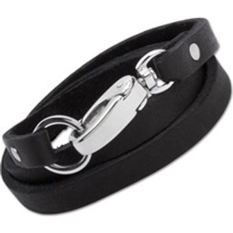 Armband Leder Edelstahlverschl. schwarz 58cm