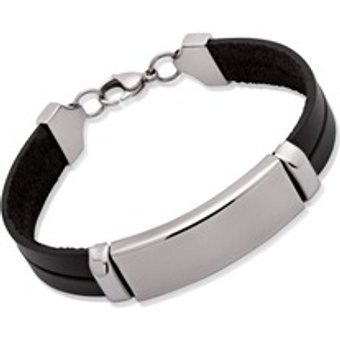 Schwarzes Lederarmband mit Karabinerverschluss