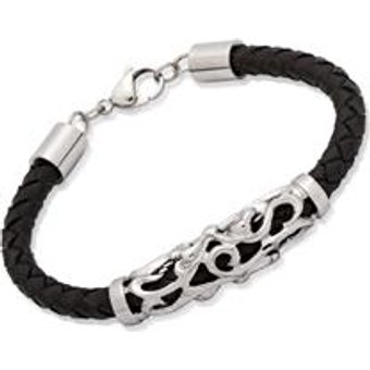 Lederarmband mit Edelstahlelement