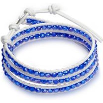 Weißes Lederarmband mit Zirkonia