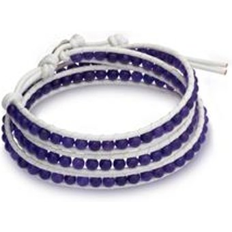 Weißes Lederarmband mit Amethyst