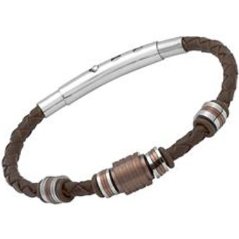 Braunes Lederarmband mit Edelstahlelementen