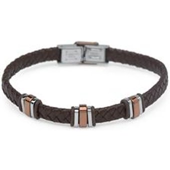 Braunes Lederarmband mit Edelstahl Elementen