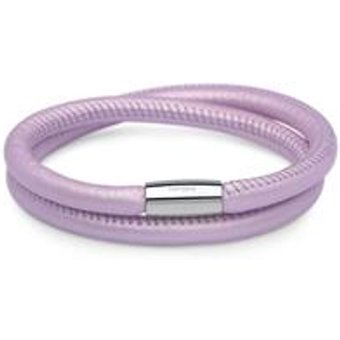 Zweireihig gewickeltes Lederarmband für Charms lilac