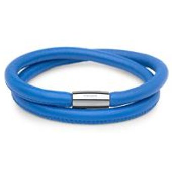 Zweireihiges Lederarmband für Charms royal blau