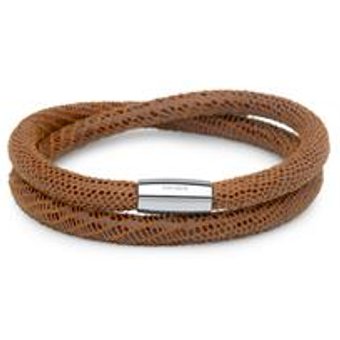Zweireihiges Lederarmband fĂĽr Clip-Charms braun