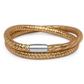 Zweireihiges Lederarmband für Clip-Charms gold