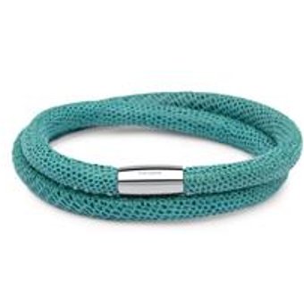 Zweireihiges Lederarmband für Clip-Charms türkis